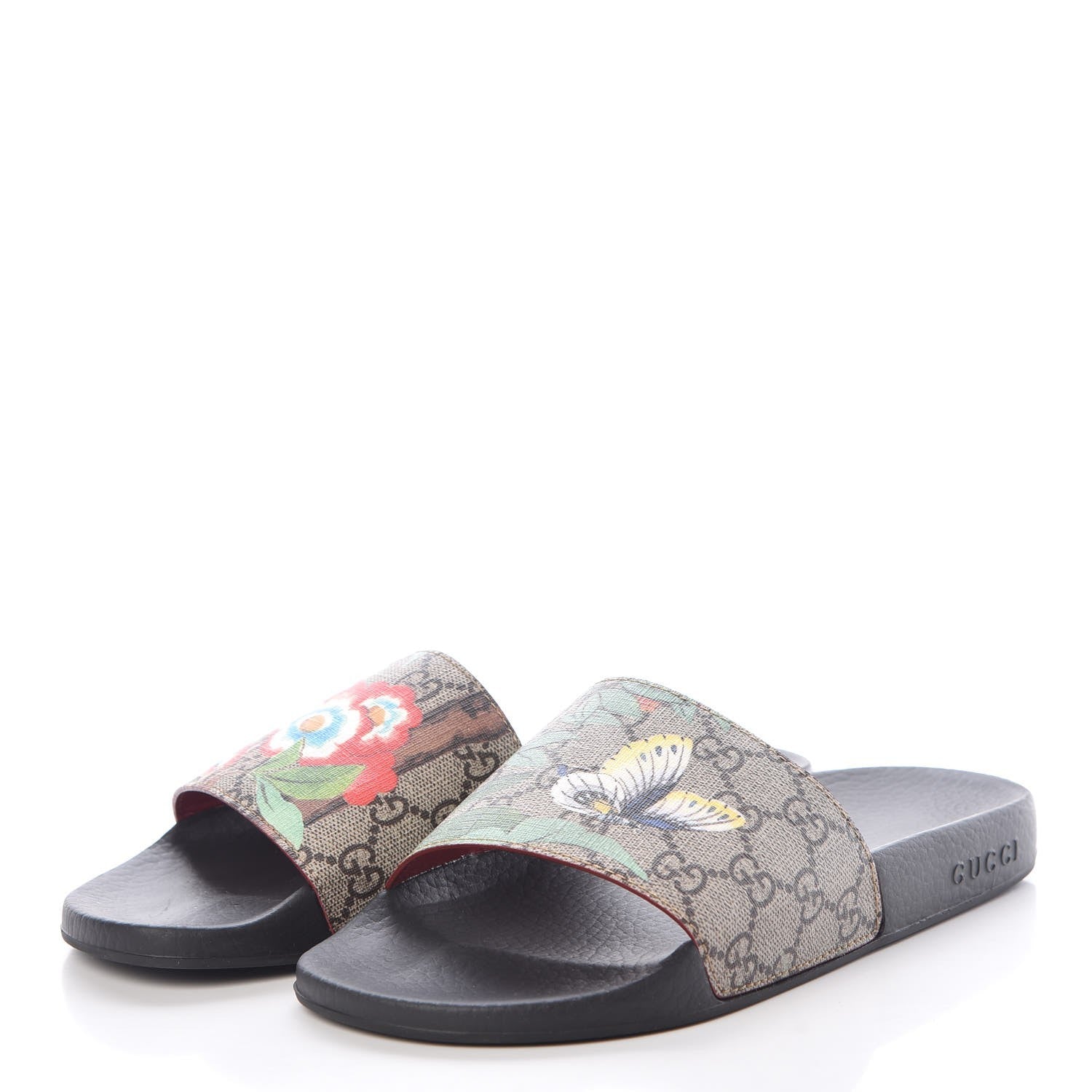 Gucci GG Supreme Monogram Tian Womens Slide Sandals 39 Beige Multicolor 3 of 9