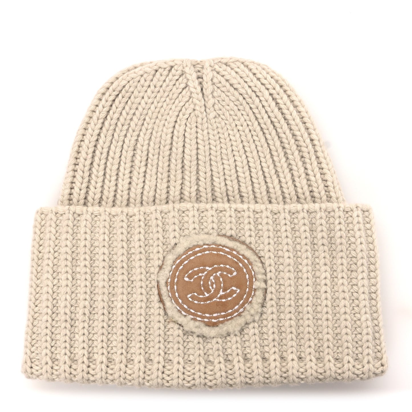 Wool Cashmere CC Beanie Hat White