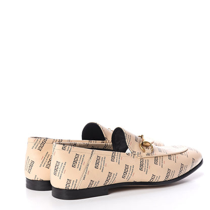 Gucci Calfskin Stamp Print Mens Brixton Horsebit Loafers 5.5 Soy 4 of 7