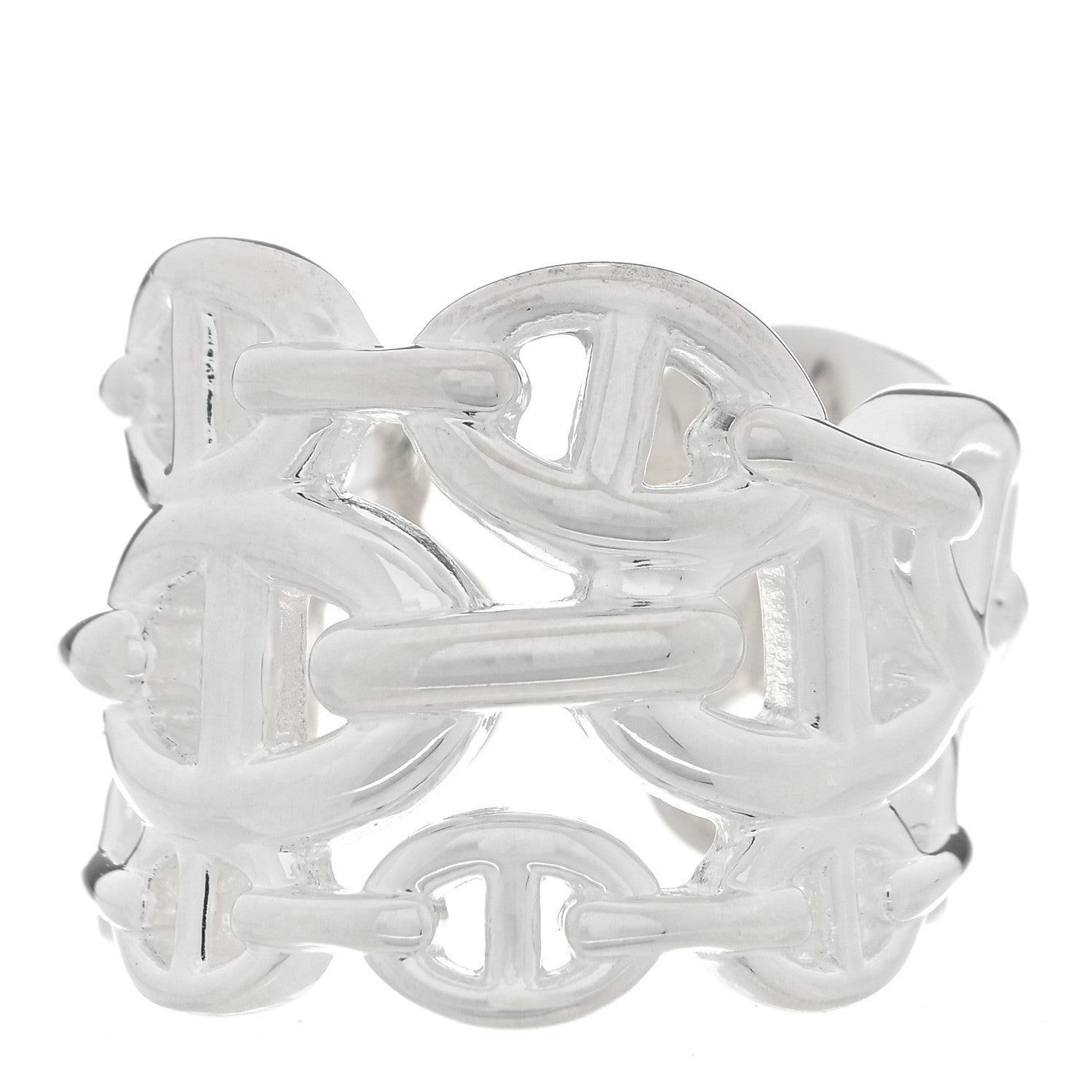 Hermes Sterling Silver GM Chaine d'Ancre Enchainee Band Ring 53 6.5 1 of 4