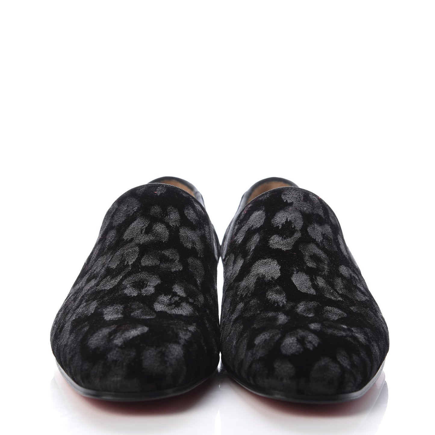 Velvet Jacquard Mens Captain Colonnaki Leopard Flat Loafers 41 Black