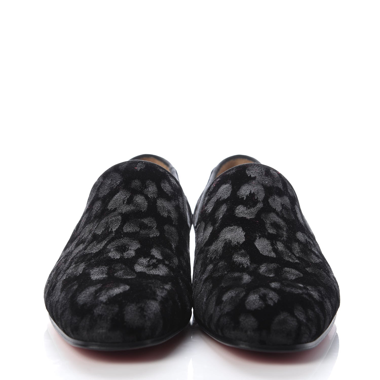 Christian Louboutin Velvet Jacquard Mens Captain Colonnaki Leopard Flat Loafers 41 Black 2 of 9