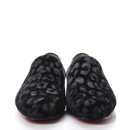 Christian Louboutin Velvet Jacquard Mens Captain Colonnaki Leopard Flat Loafers 41 Black 2 of 9
