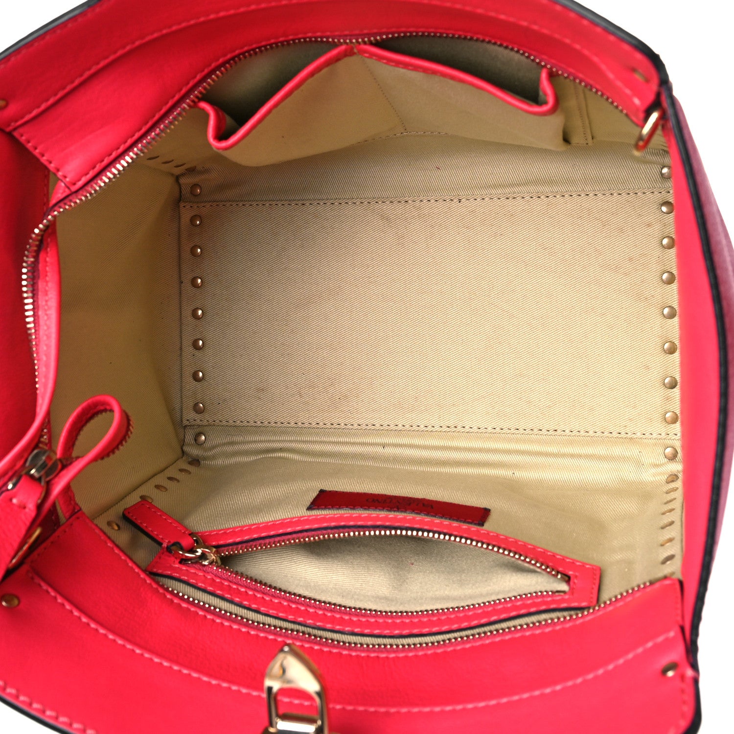 Valentino Garavani Vitello Small Rockstud Double Handle Tote Raspberry 5 of 8