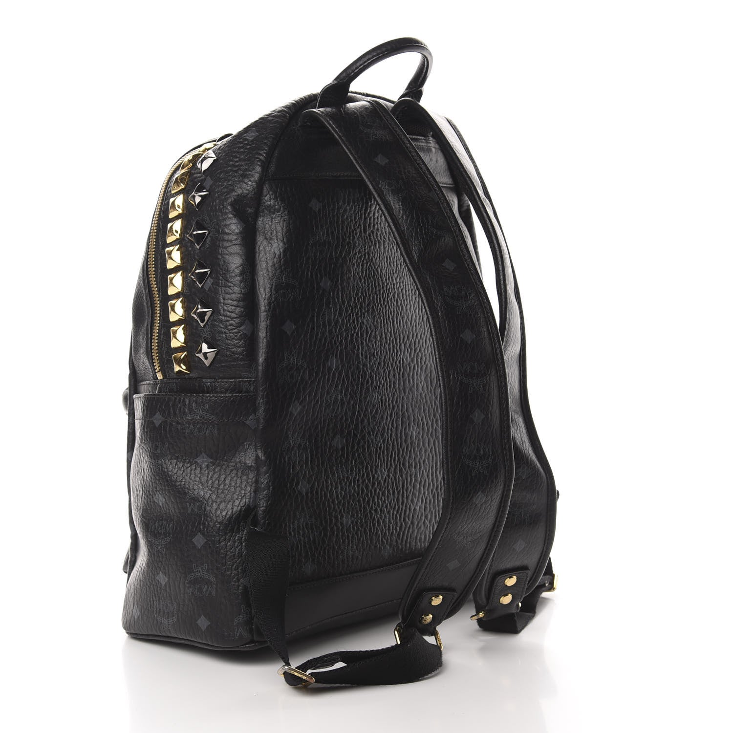 MCM Visetos Studded Colorblock Medium Stark Brock Backpack Black 2 of 13