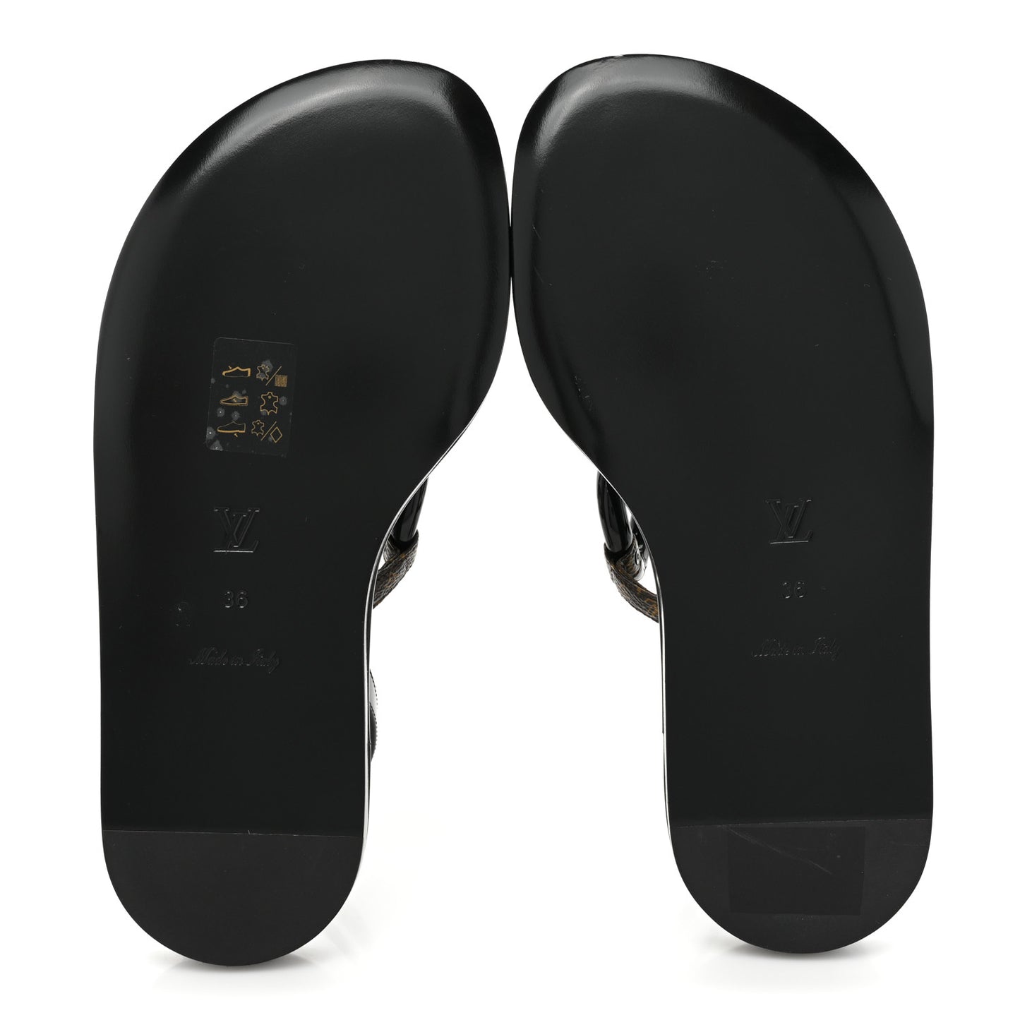 Patent Monogram Vedette Mule Sandals 36 Black