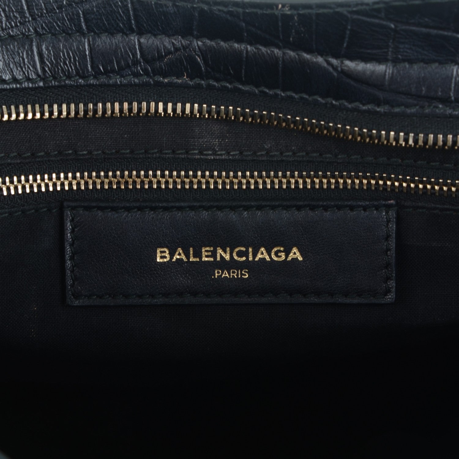 Balenciaga Calfskin Crocodile Embossed Giant 12 Gold Hardware City Black 6 of 7