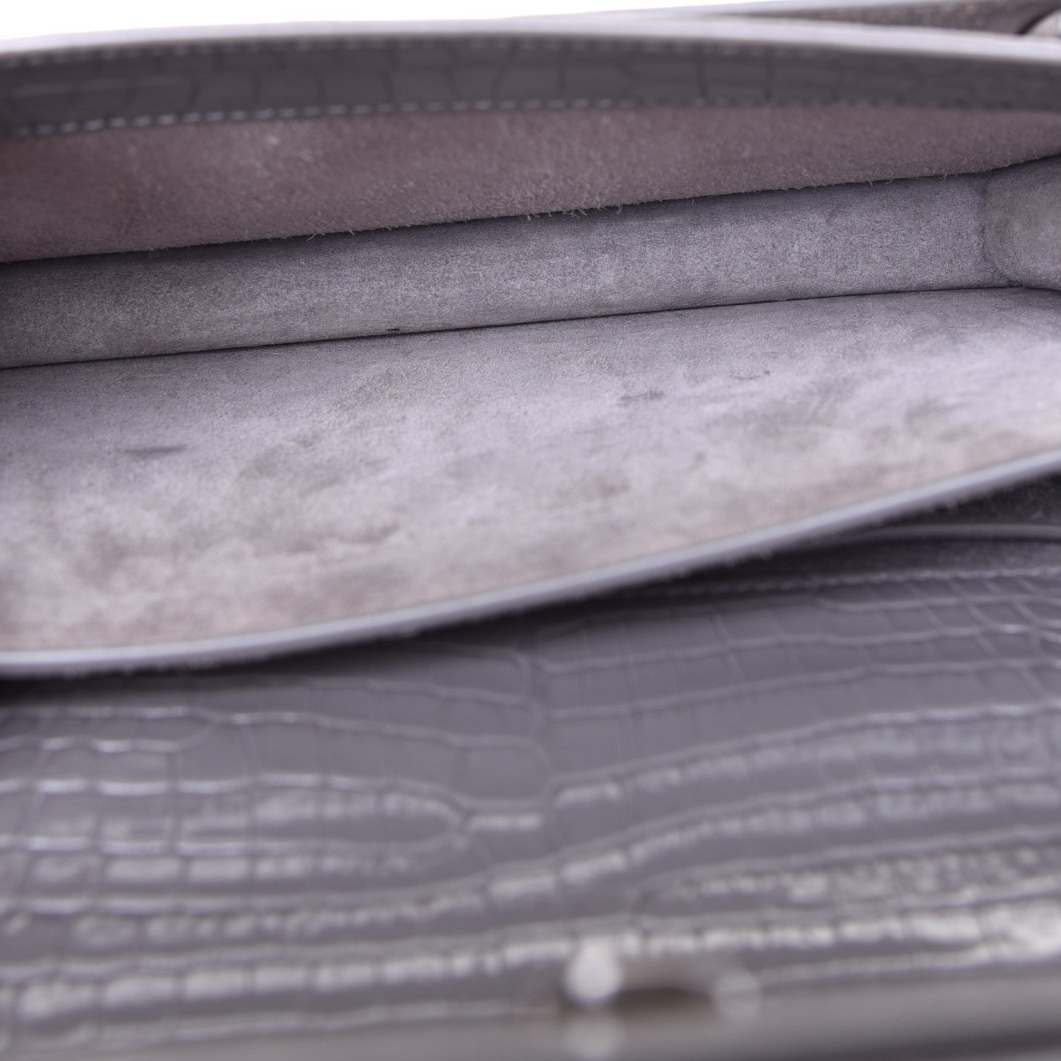 Saint Laurent Calfskin Crocodile Embossed Medium Monogram Sunset Fog 5 of 8