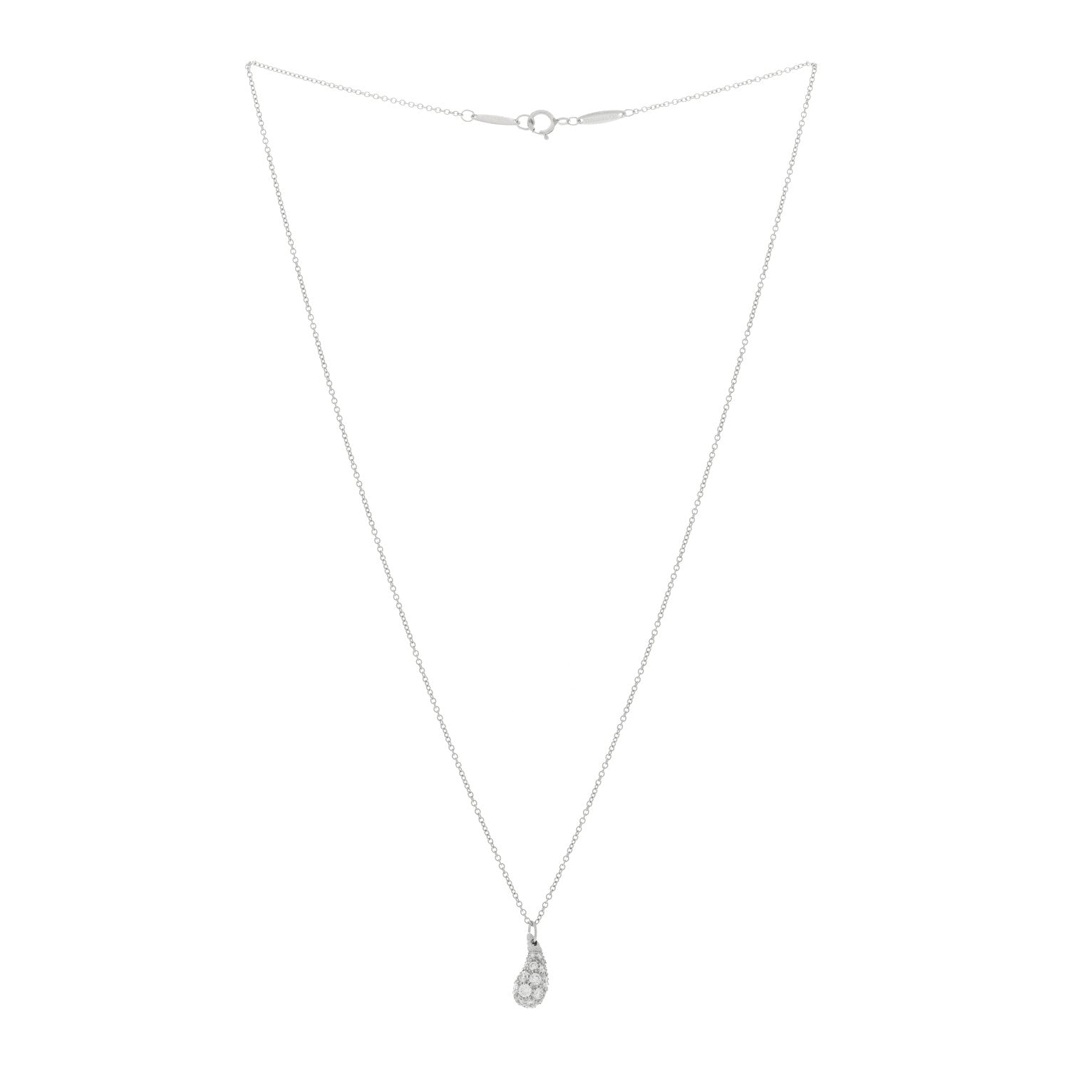 Tiffany Platinum Diamond 6mm Elsa Peretti Teardrop Pendant Necklace 2 of 3