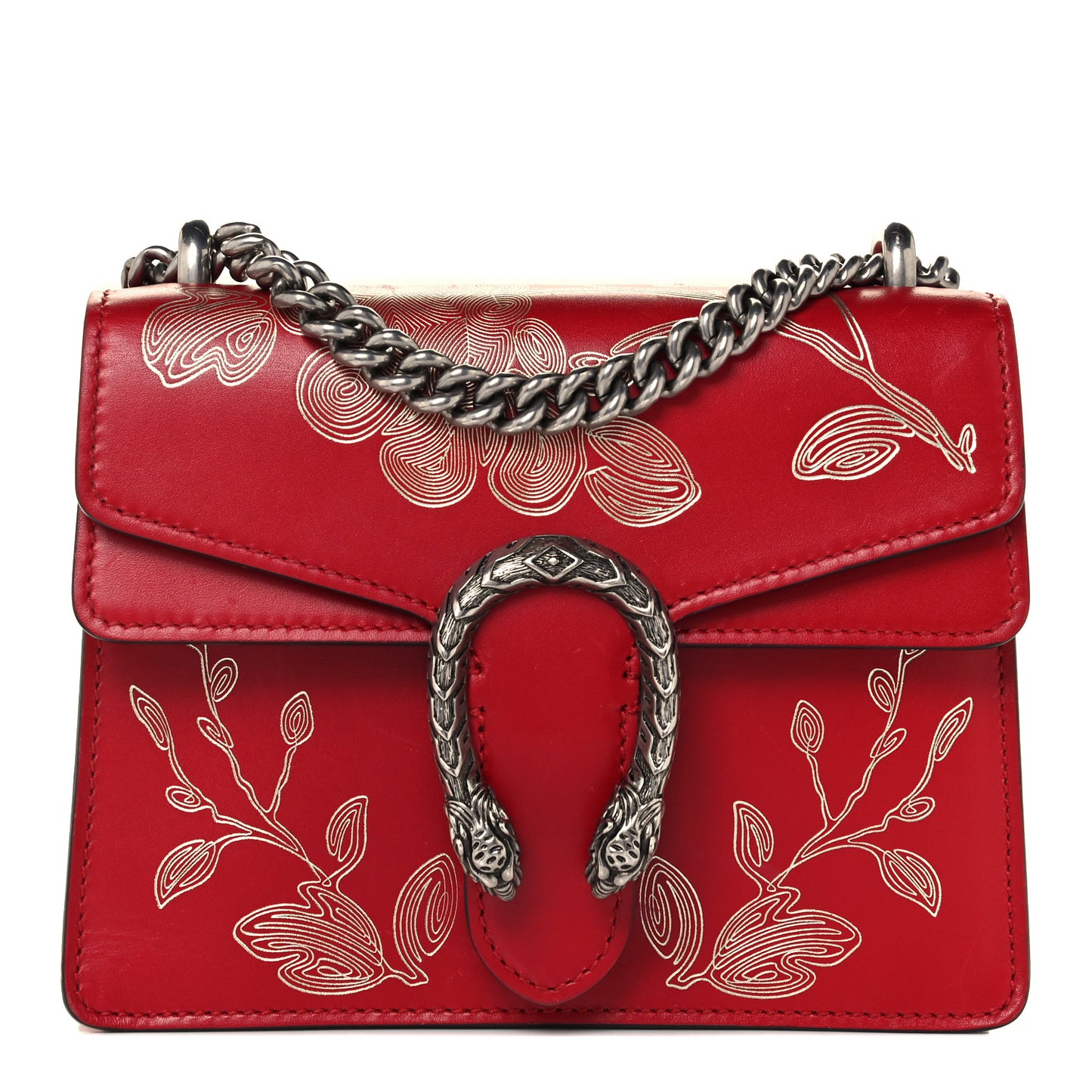 Calfskin Chinese New Year Mini Dionysus Shoulder Bag Hibiscus Red