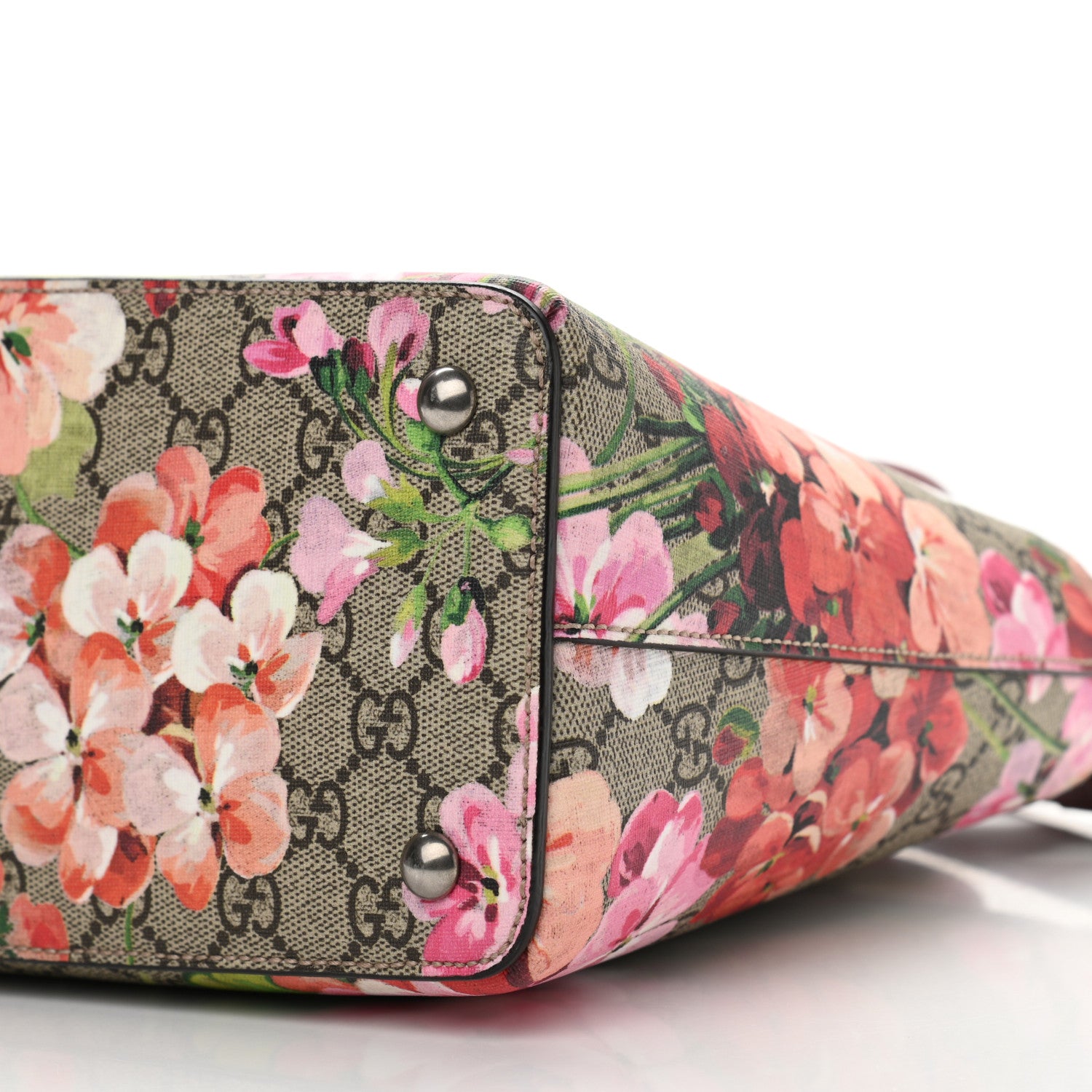 Gucci GG Supreme Monogram Blooms Small Zip Top Tote Beige Multicolor Dry Rose 10 of 13