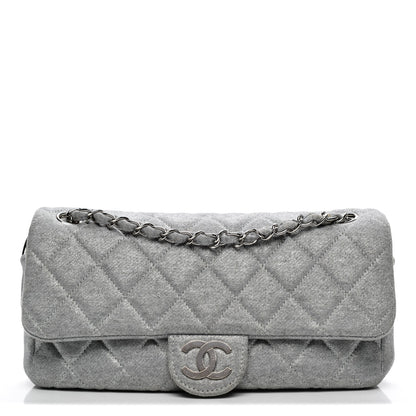 Chanel Metallic Jersey Quilted Medium Single Flap Grey 1 of 8