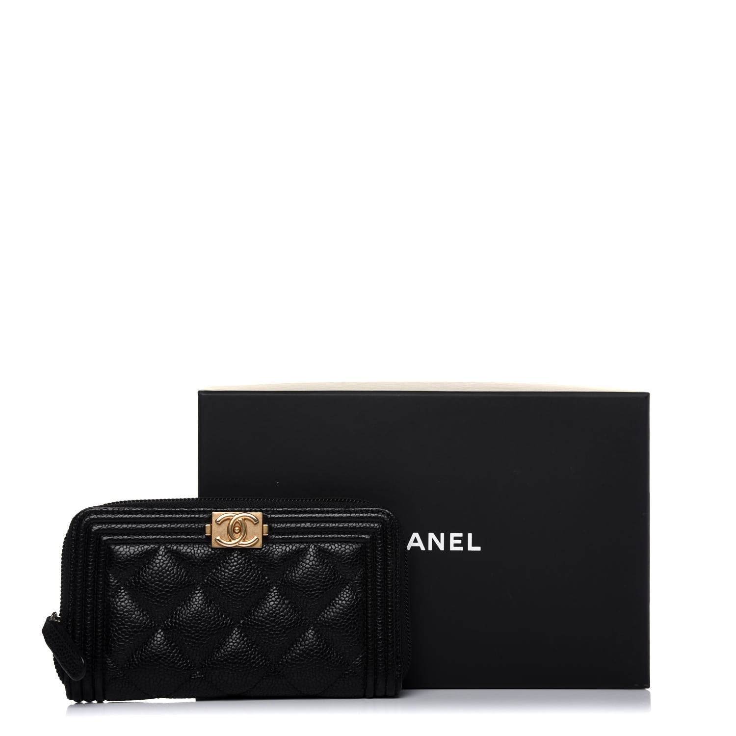 Chanel Caviar Quilted Small Boy Zip Around Wallet Black 12 of 12