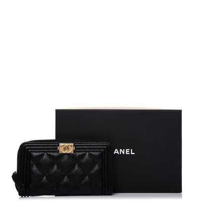 Chanel Caviar Quilted Small Boy Zip Around Wallet Black 12 of 12