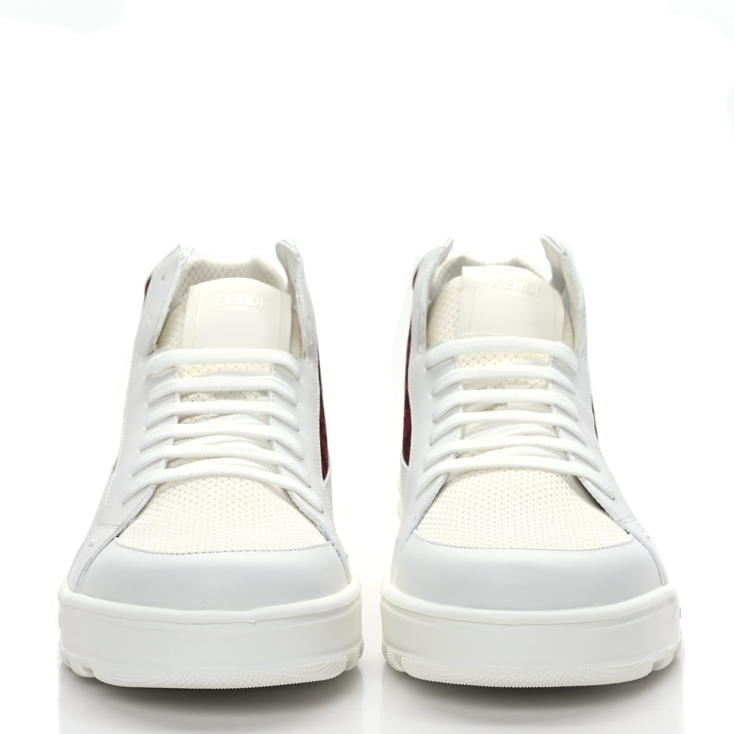 Vitello Technical Fabric FF Mens High Top Sneakers 8 Ultra White White Rosso Cardinale Black