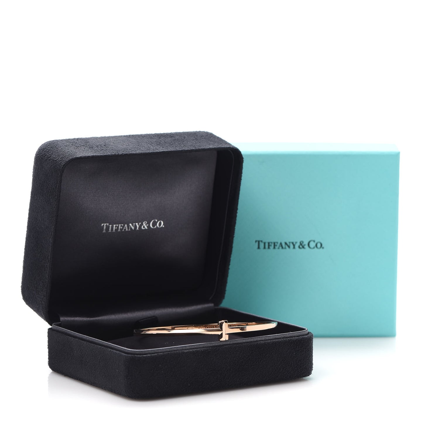 18K Rose Gold Narrow T T1 Hinged Bangle Bracelet