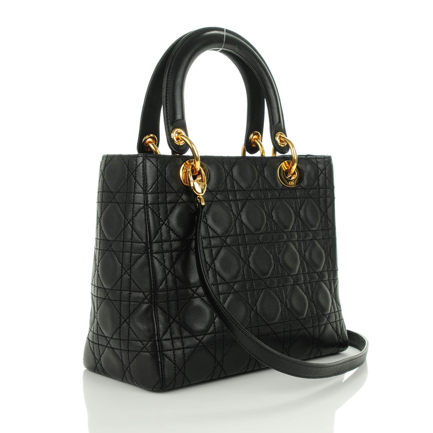 Christian Dior Lambskin Cannage Medium Lady Dior Black 3 of 9