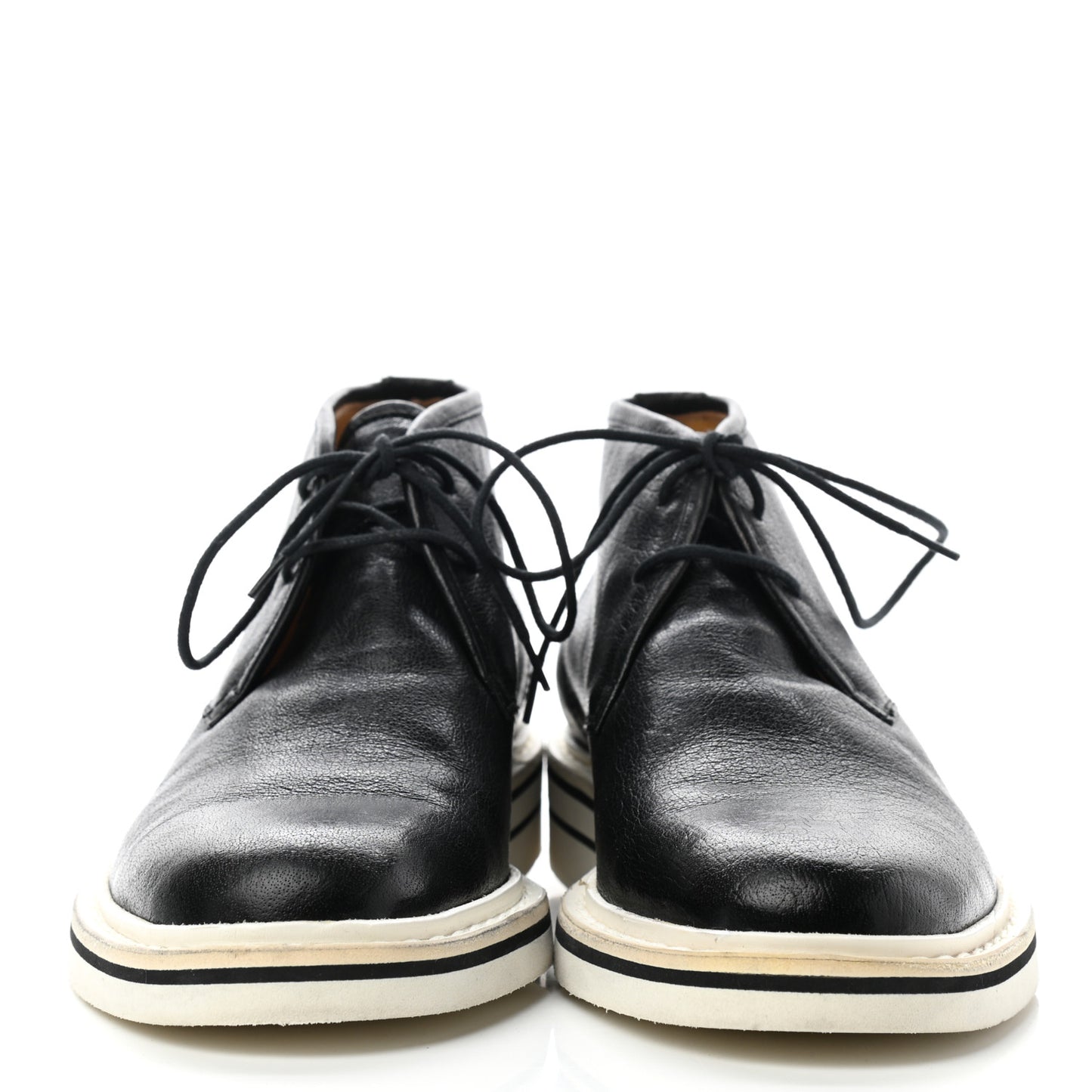 Calfskin Oxford Mid Rise Desert Ankle Boots 39.5 Black