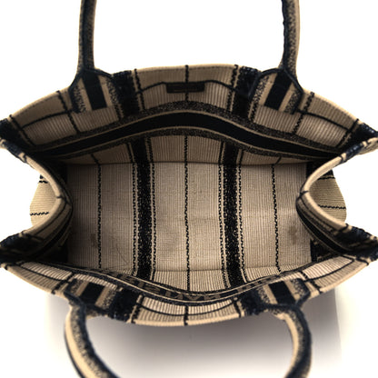 Christian Dior Canvas Embroidered Medium Bayadere Book Tote Black Beige 5 of 9