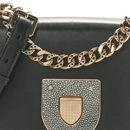 Christian Dior Glossy Calfskin Shagreen Badge Diorama Club Bag Black 7 of 10