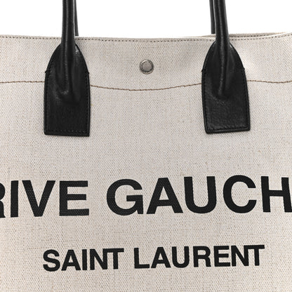 Saint Laurent Linen Calfskin Rive Gauche Tote Greggio Natural 8 of 15