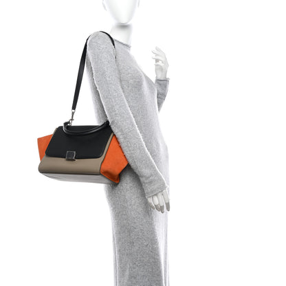 Celine Smooth Calfskin Suede Medium Tri-Color Trapeze Orange 3 of 17