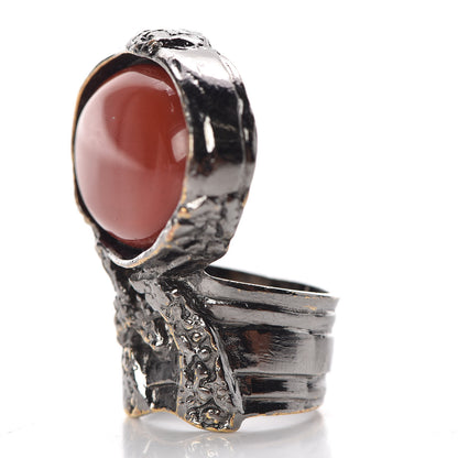 Saint Laurent Glass Cabochon Arty Ovale Ring 6 Silver 3 of 7