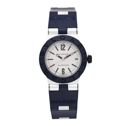 Bulgari Aluminum Rubber 32mm Diagono Quartz Watch White 1 of 5