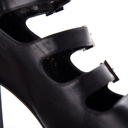 Saint Laurent Calfskin Babies 90 Multi Strap Sandal 37.5 Black 10 of 11