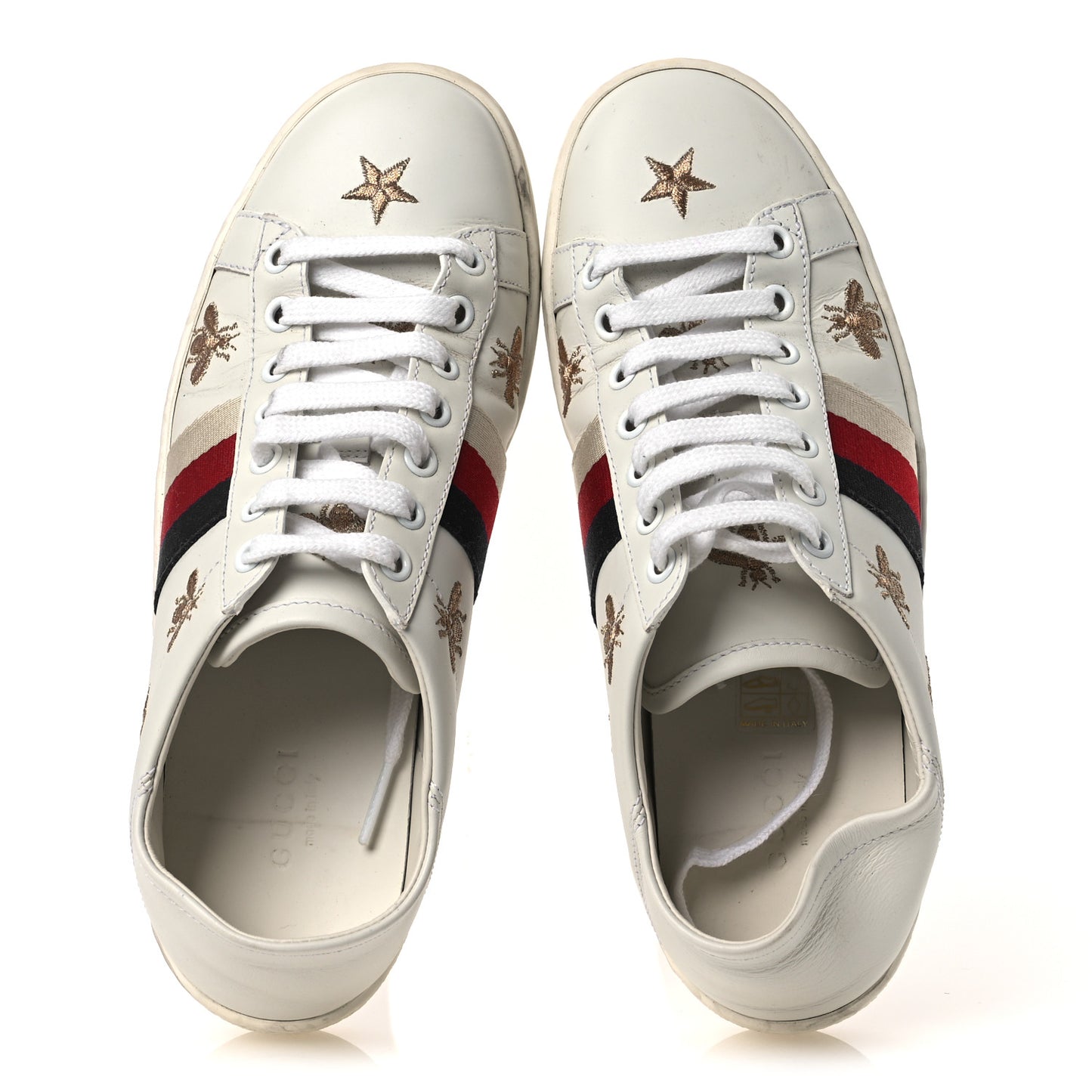 Calfskin Bee Star Embroidered Sylvie Web Ace Sneakers 35.5 White