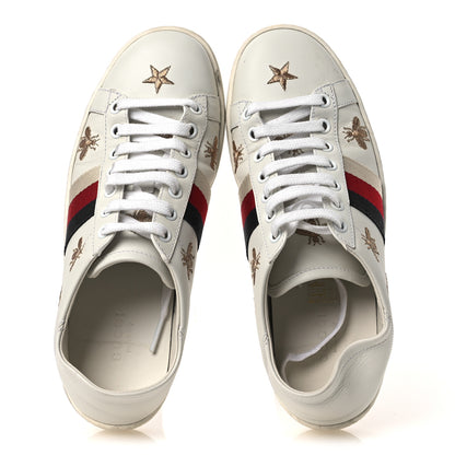 Gucci Calfskin Bee Star Embroidered Sylvie Web Ace Sneakers 35.5 White 2 of 12