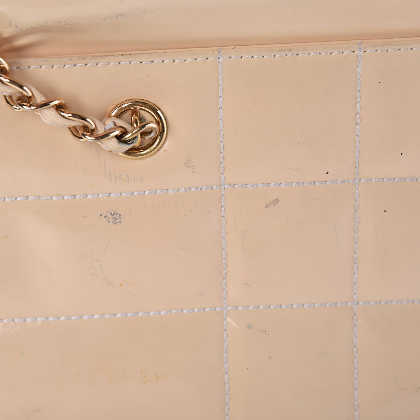 Patent Chocolate Bar East West Tote White