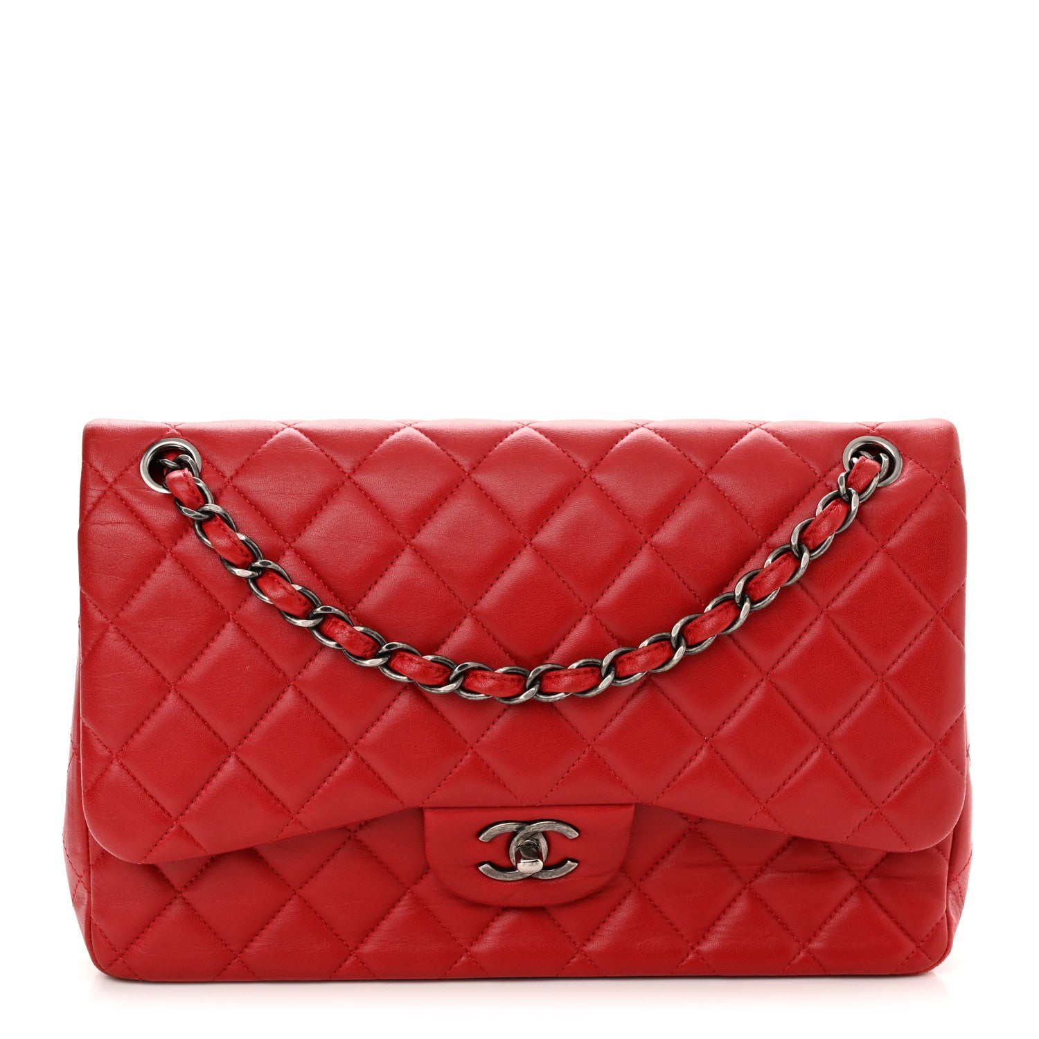 Chanel Lambskin Quilted Jumbo Double Flap Red 1 of 13