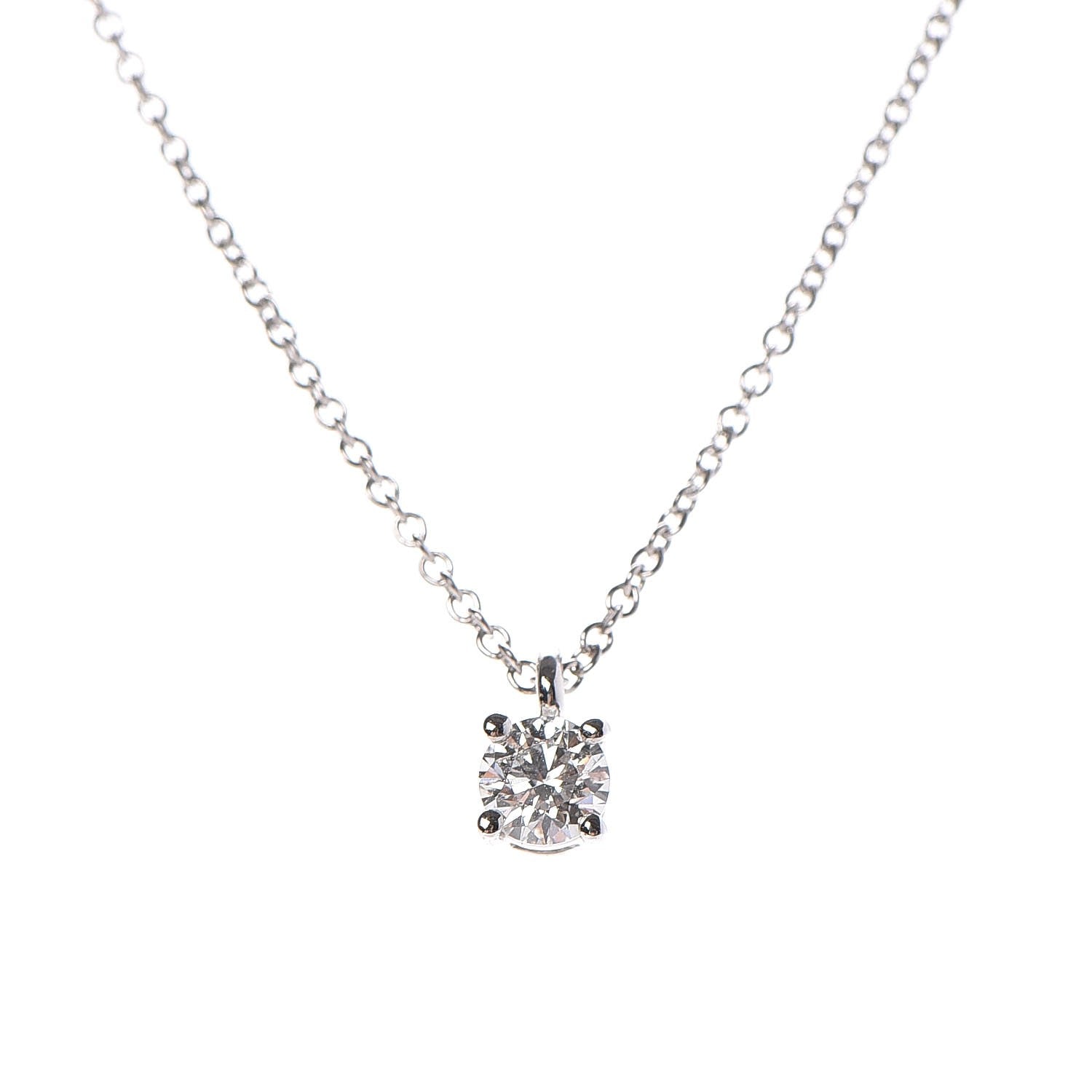 Tiffany Platinum Diamond .25ct Solitaire Pendant Necklace 4 of 7