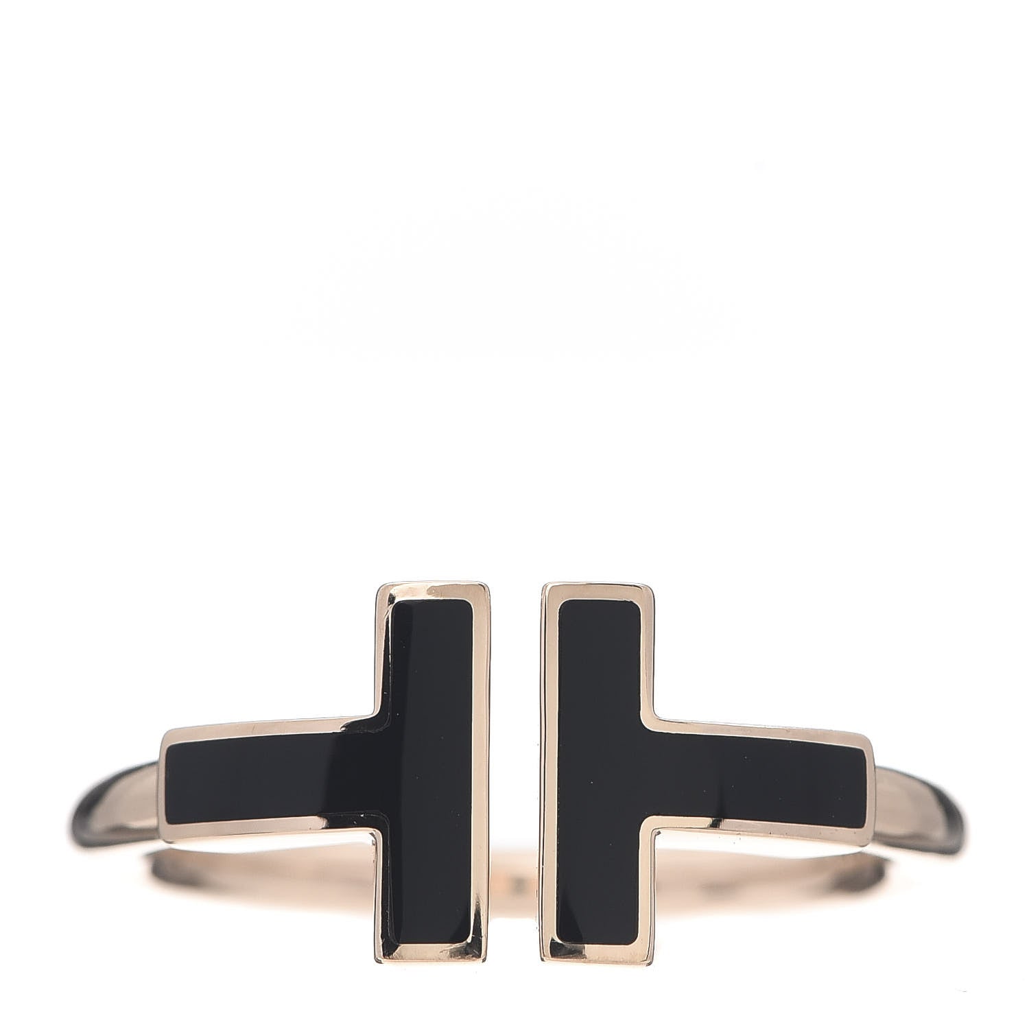 Tiffany 18K Rose Gold Black Onyx T Wire Ring 52 6 1 of 6