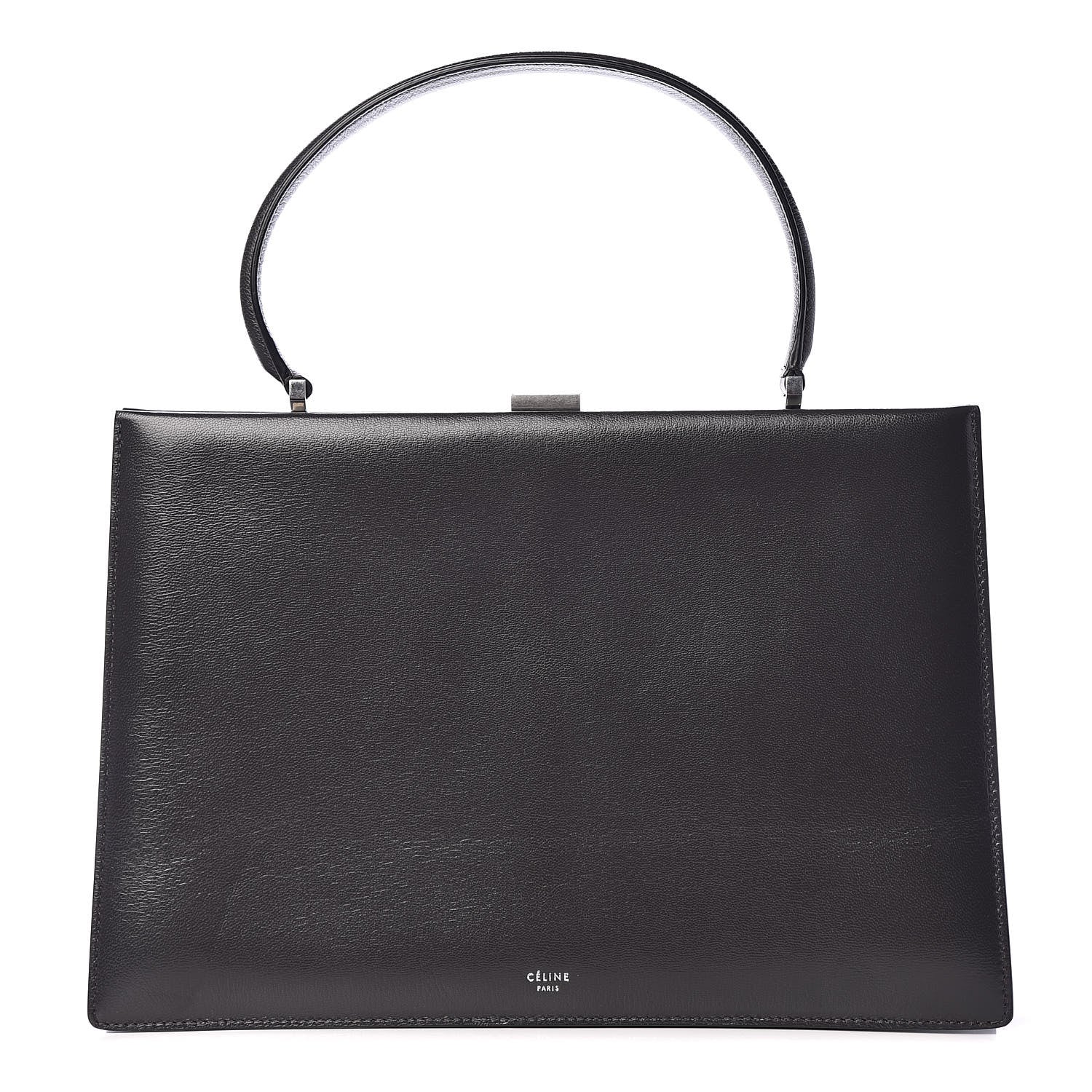 Celine Patina Box Calfskin Medium Clasp Bag Grey 1 of 13