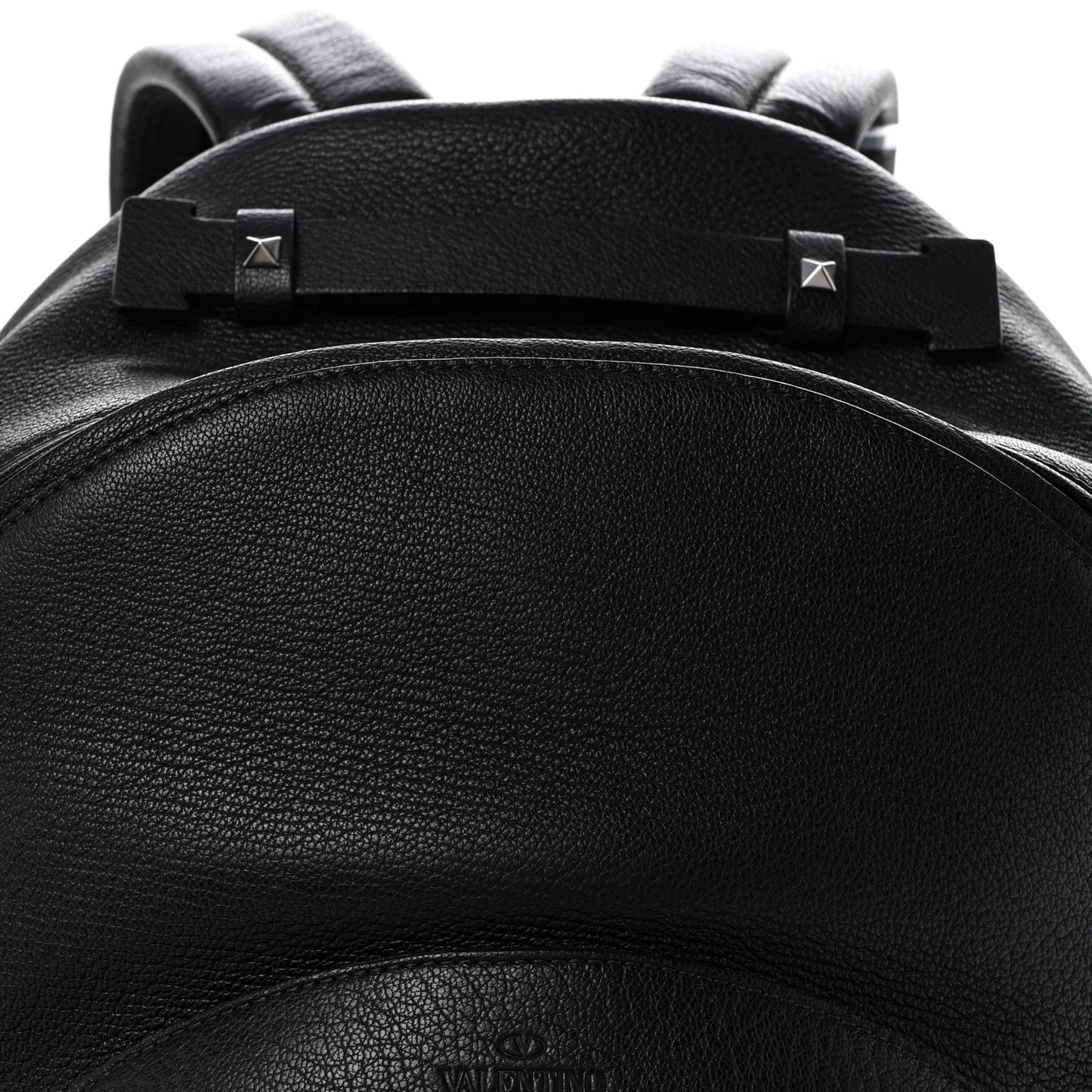Grained Calfskin Rockstud Backpack Black