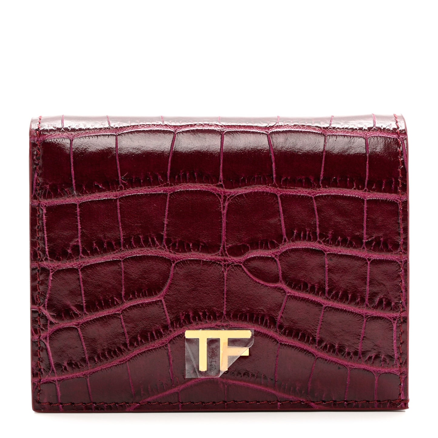 Calfskin Crocodile Embossed Wallet Red