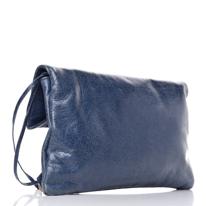 Balenciaga Agneau Giant 21 Rose Gold Hardware Envelope Clutch Bleu Roi 3 of 9