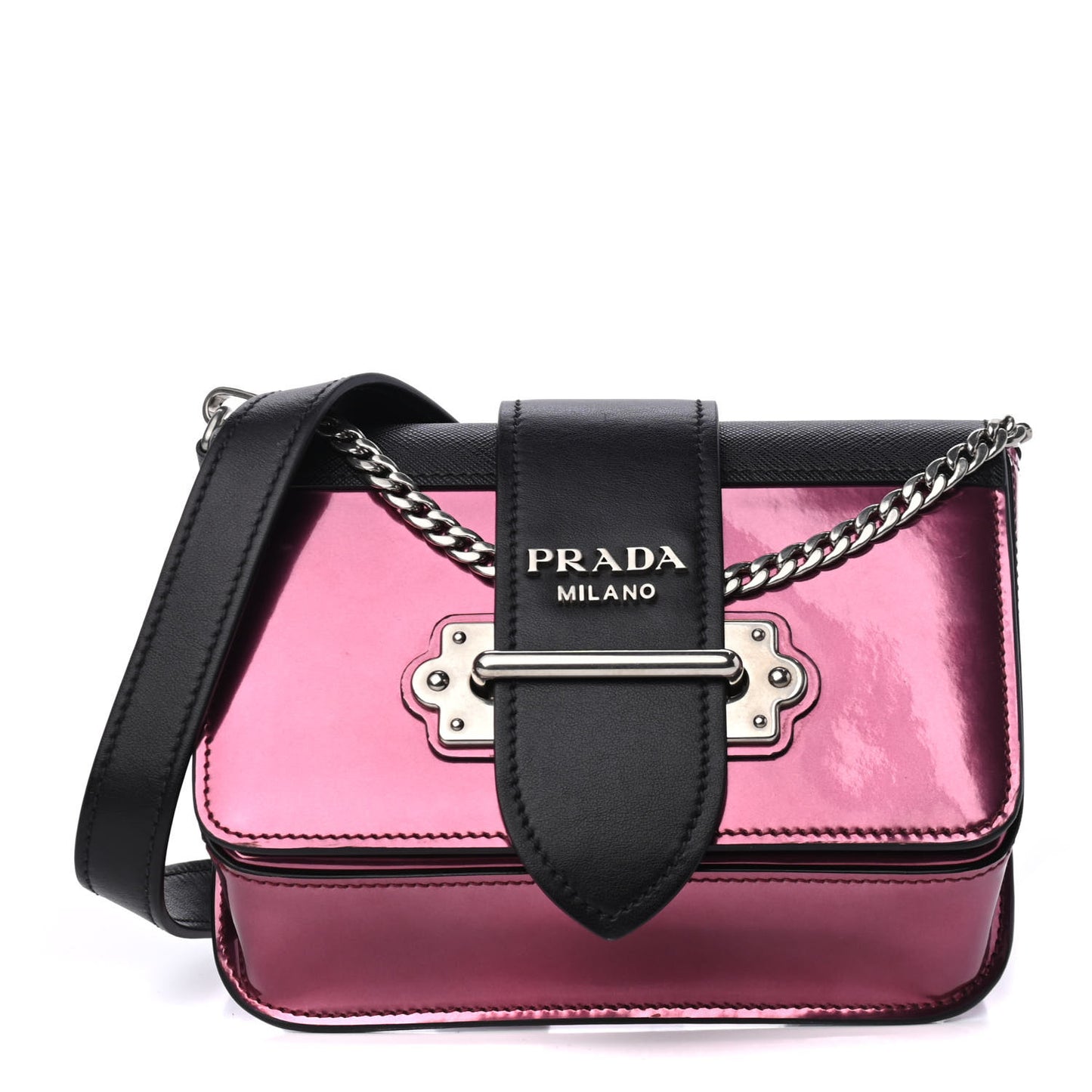 Metallic Vitello Saffiano Cahier Belt Bag Ibisco Black