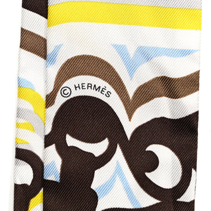Hermes Silk Brides De Gala Shadow Twilly Marron White Jaune 4 of 5