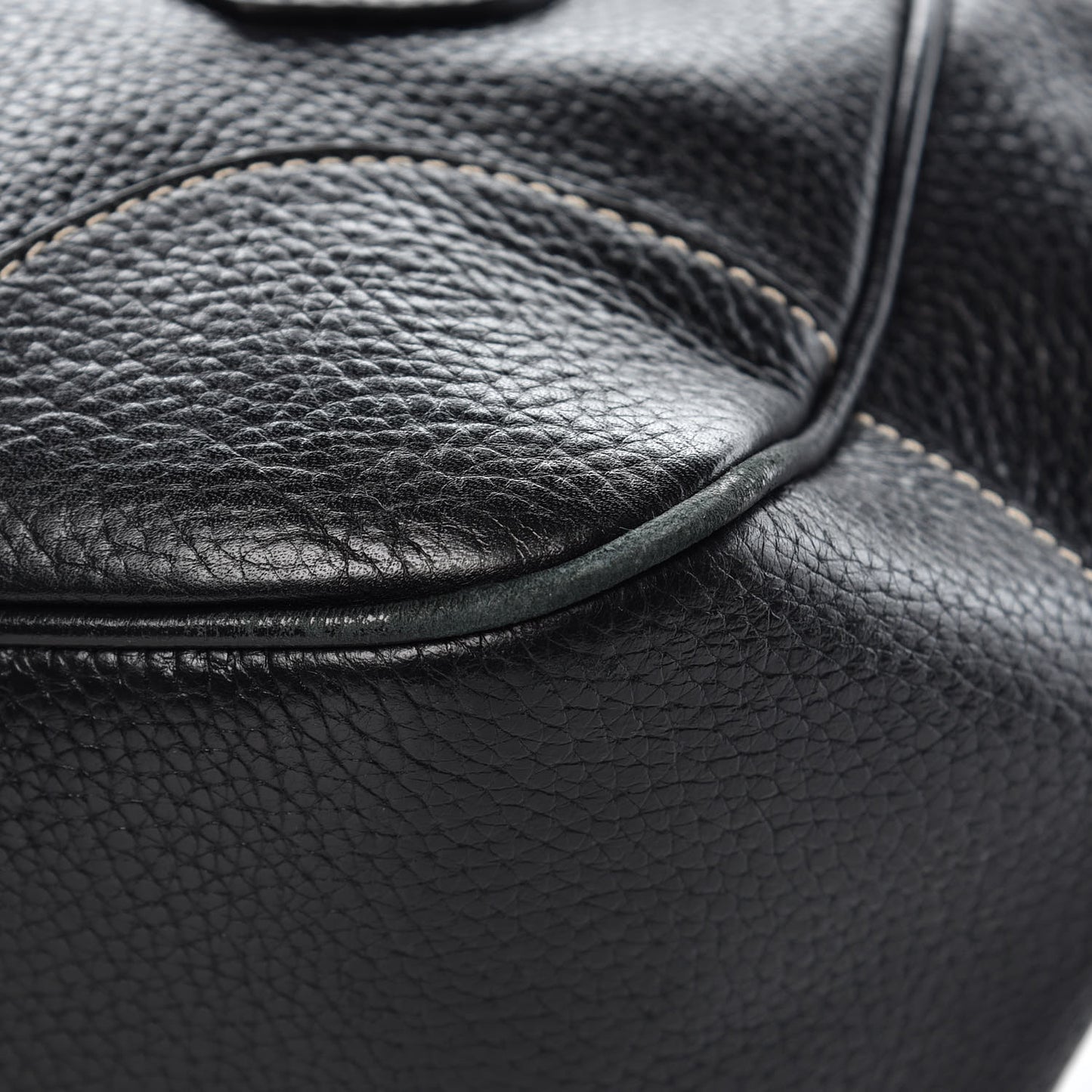 Vitello Daino Stripe Shoulder Bag Black