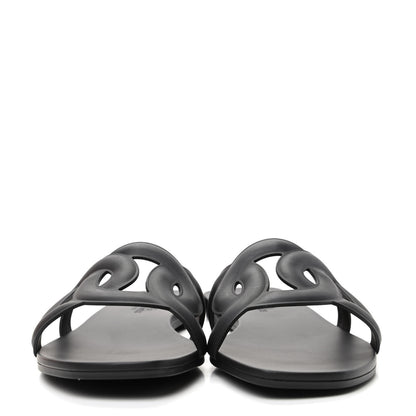 Hermes Rubber Aloha Sandals 39 Black 2 of 9