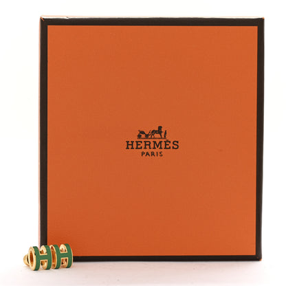 Hermes Gold Lacquered Mini Pop H Earrings Malachite 5 of 5