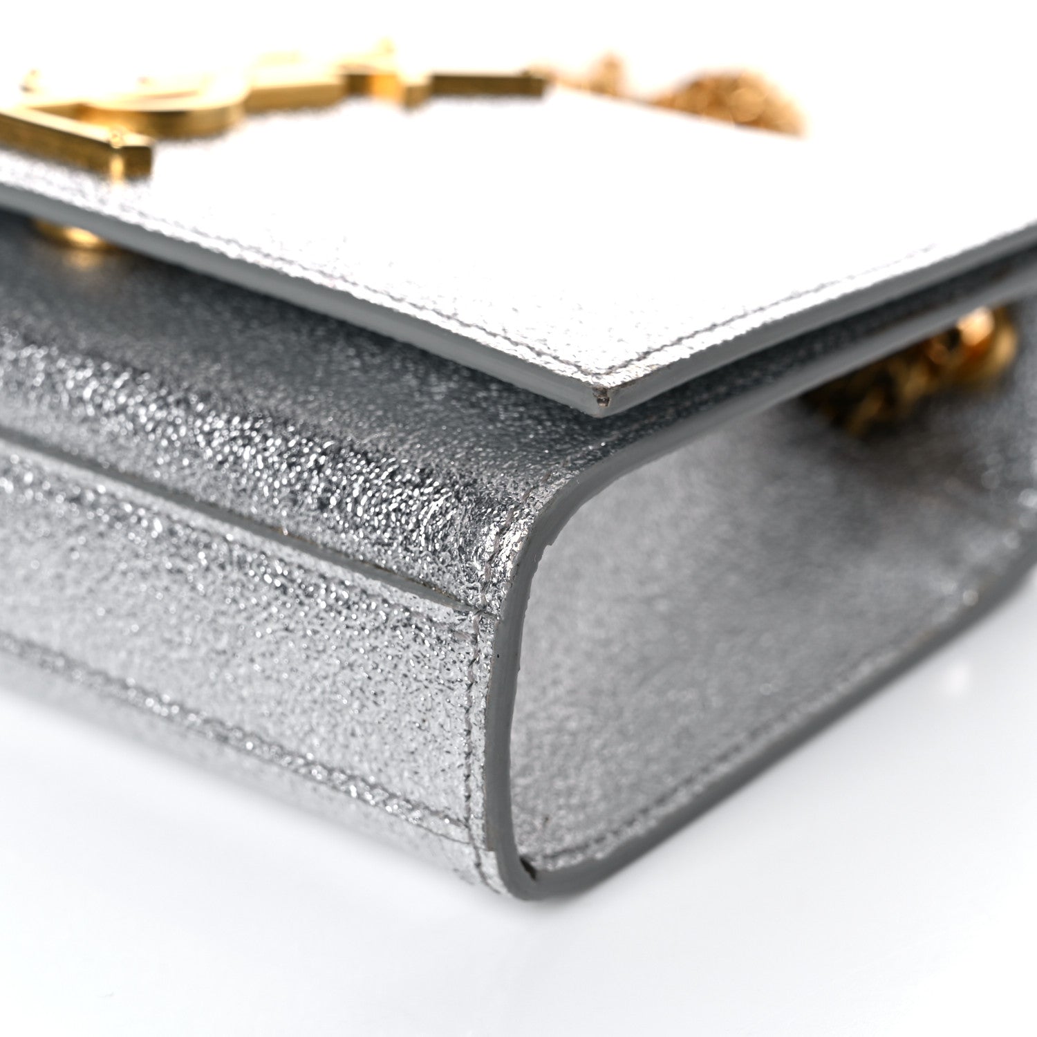 Saint Laurent Metallic Calfskin Small Classic Monogram Kate Satchel Platine 7 of 10