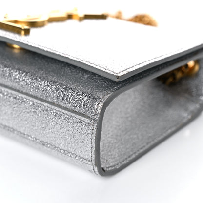 Saint Laurent Metallic Calfskin Small Classic Monogram Kate Satchel Platine 7 of 10