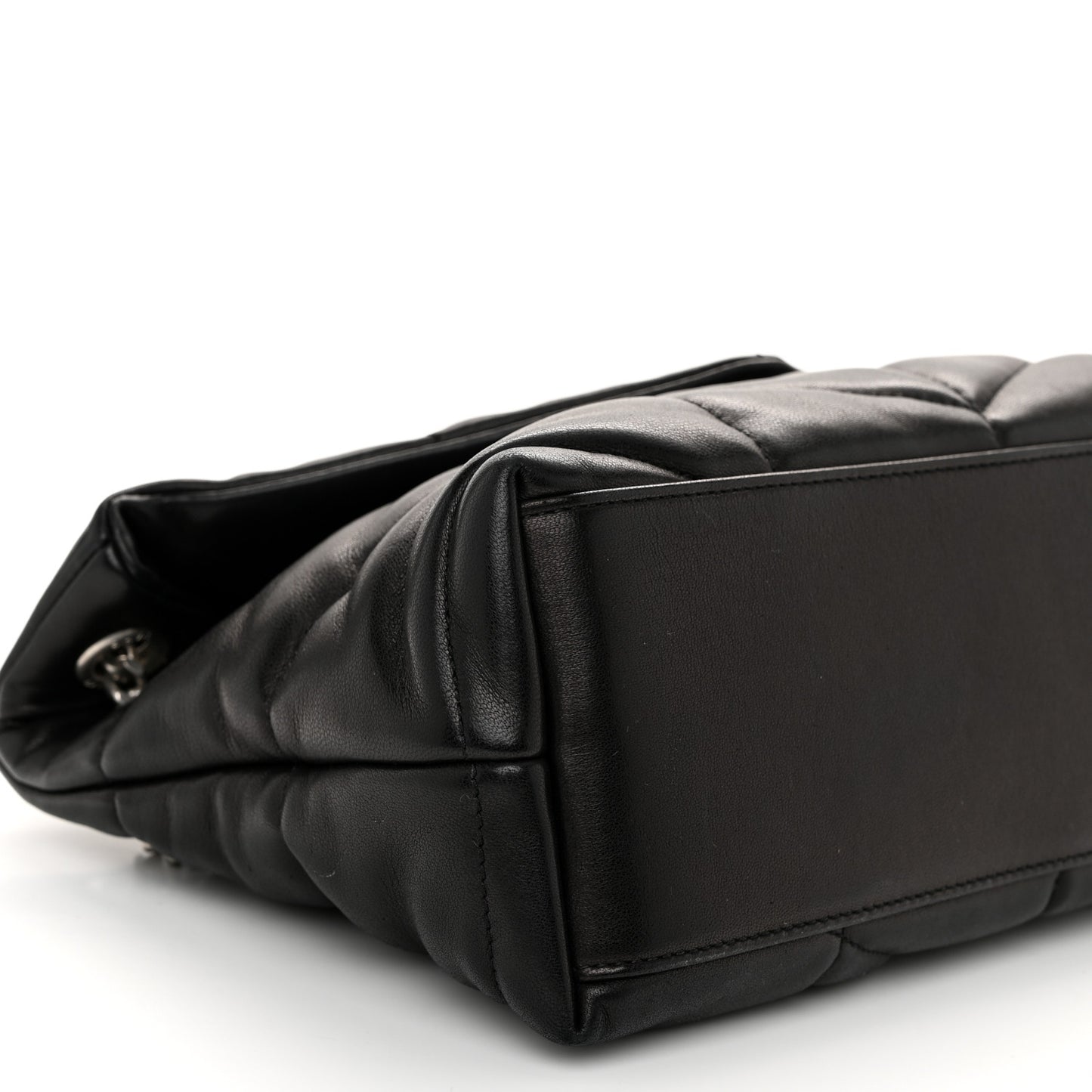 Lambskin Quilted Small Loulou Puffer Monogram Chain Satchel Black