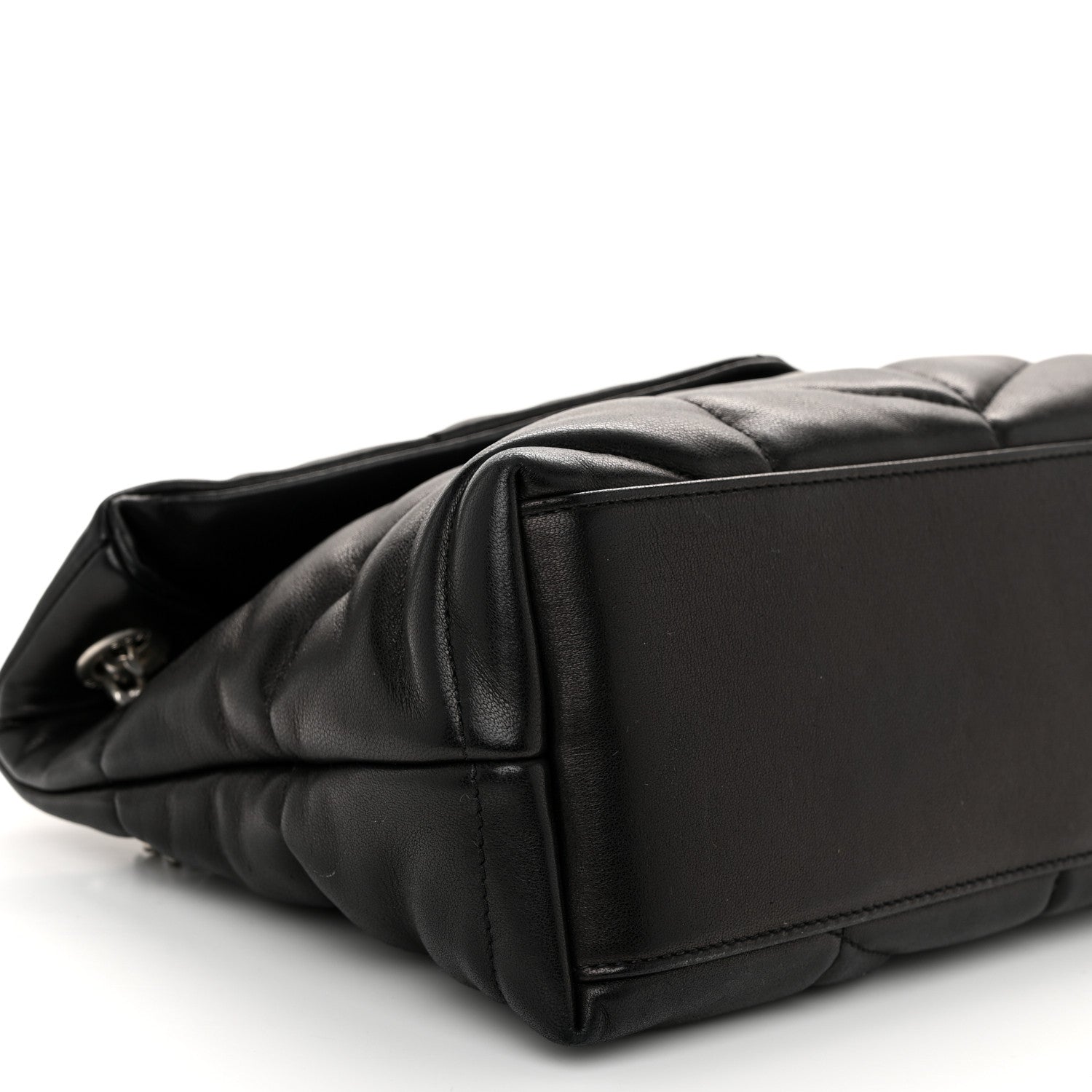 Saint Laurent Lambskin Quilted Small Loulou Puffer Monogram Chain Satchel Black 9 of 10