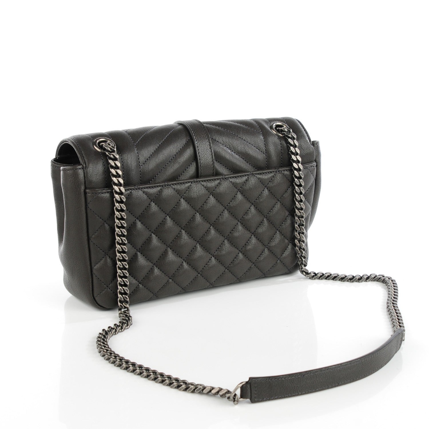 Saint Laurent Sheepskin Tri-Quilt Monogram Medium College Bag Dark Grey 3 of 8
