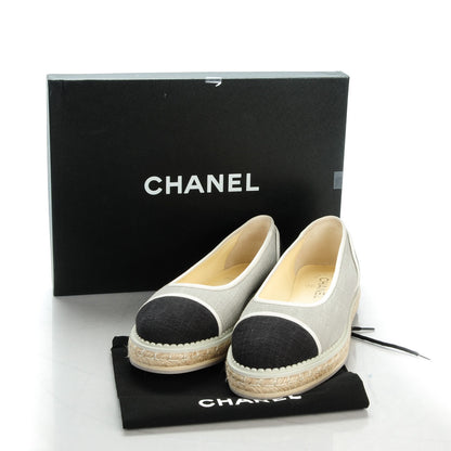 Chanel Cotton Cap Toe Espadrilles 40 Grey Black 5 of 9